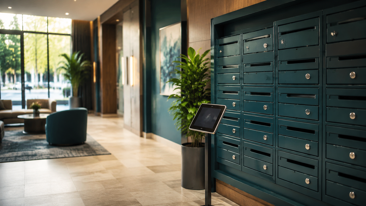 An apartment building entrance